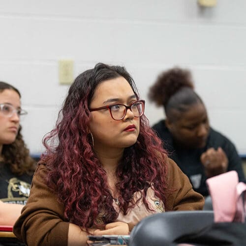 A student in a classroom