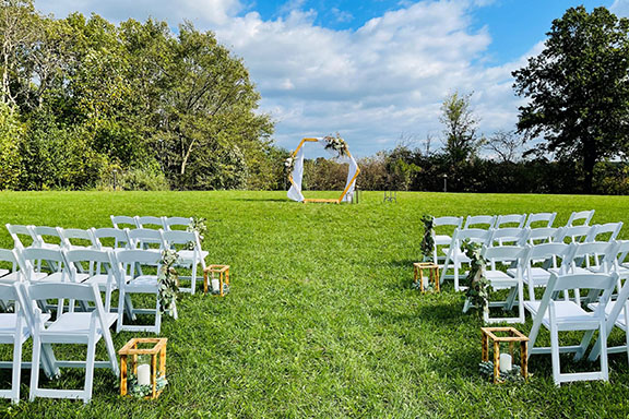 Outdoor wedding seating at Gabis Arboretum at Purdue University Northwest