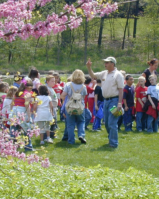 A class learns at Gabis Arboretum