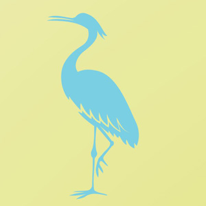Illustrated silhouette of a heron