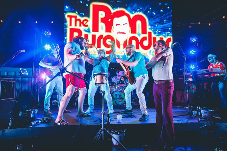 Band shot of the Ron Burgundys on stage