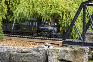 A model train on the track