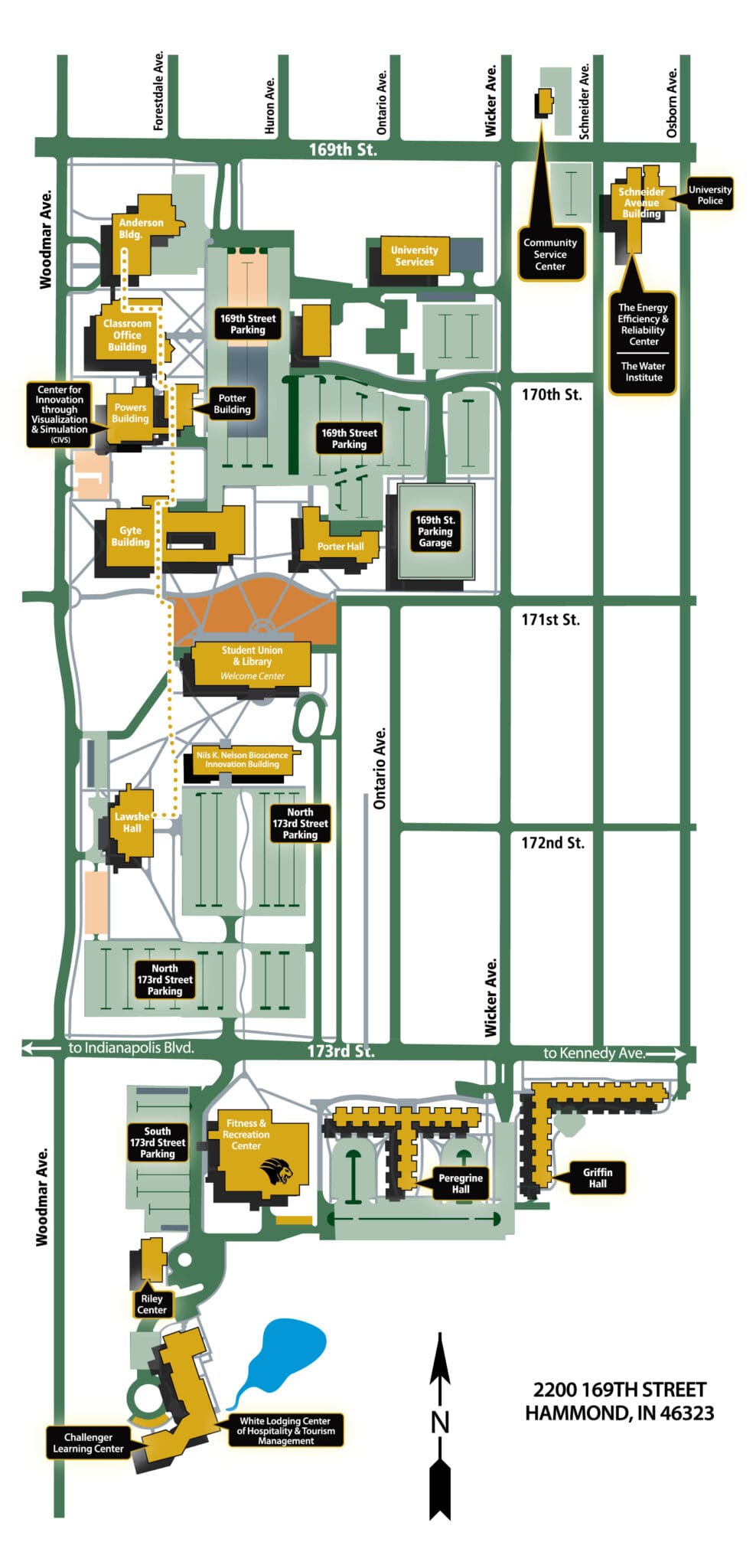 Hammond campus map getting to pnw purdue university northwest