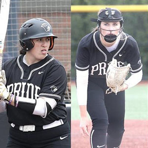 First-Team 2023 All-Great Lakes Intercollegiate Athletic Conference Softball Team honorees Selena Michko (Dyer, Ind./Lake Central) and junior pitcher Maddison Roop (Hudson, Ill./University)
