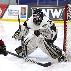 PNW goalkeeper Cooper Olson in the net.