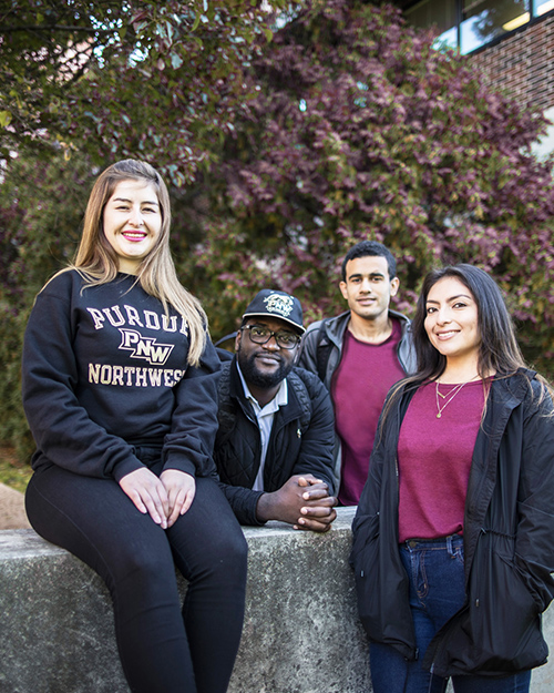 PNW students pose together outdoors