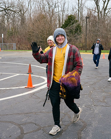 A student walks during the Honors College 5k