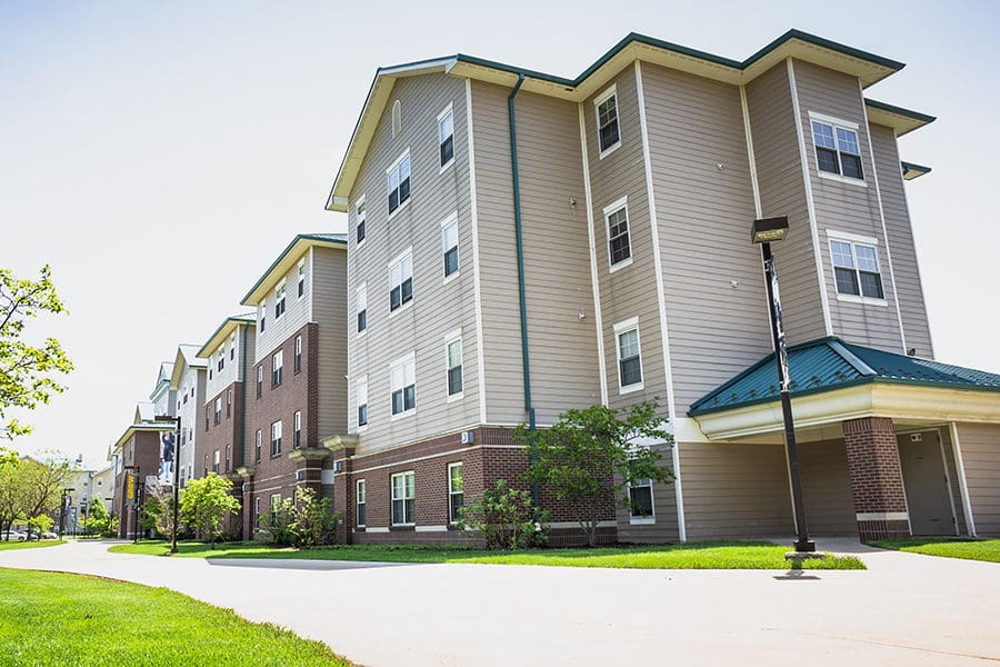 An external look at PNW's dorm.