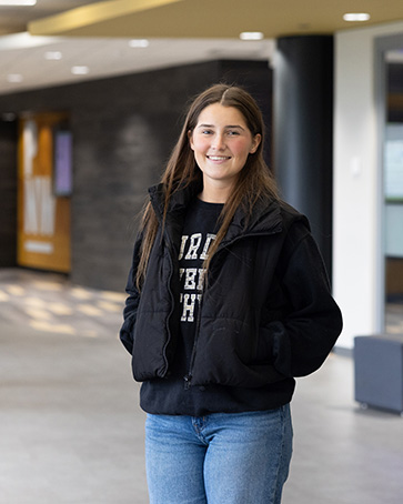 Student in CLO Building