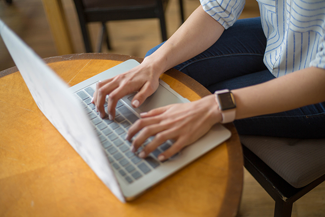 Image of student typing.