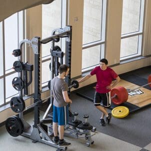 Students get ready to lift weights