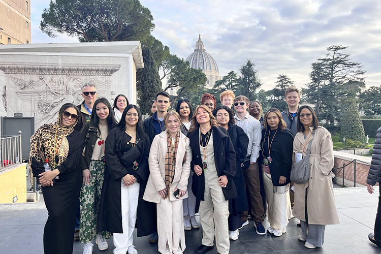 PNW's Hospitality and Tourism Management students and faculty in Italy.