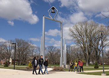 Students walk around the PNW Hammond Campus
