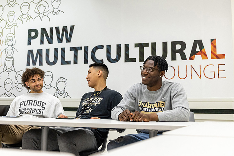 Students relax in PNW's Multicultural Lounge.