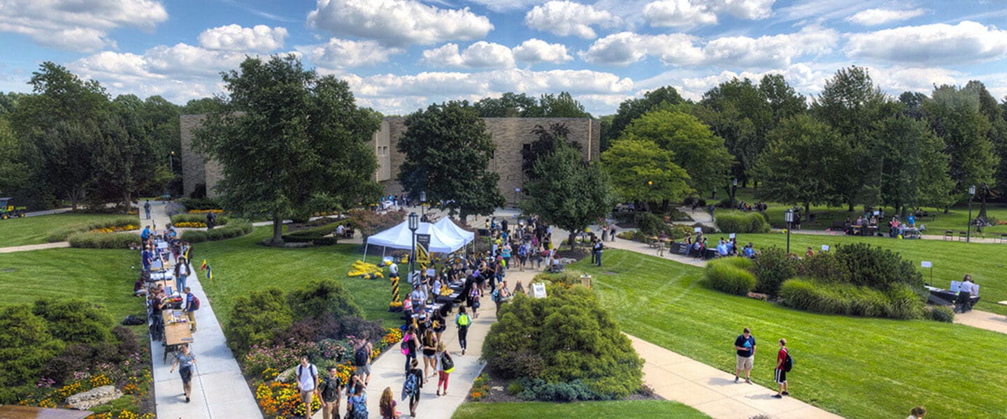 Students on Westville campus during the annual welcome rally