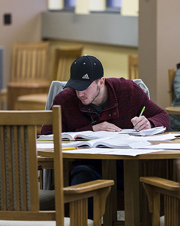 Student working at desk