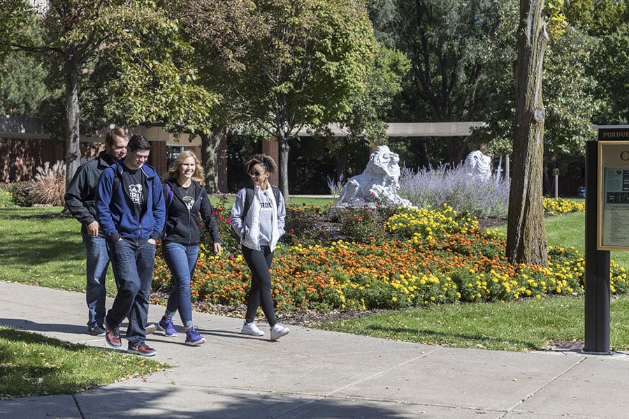 Students walk across PNW's Hammond Campus