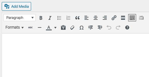 A screenshot of the rich text editor in WordPress.
