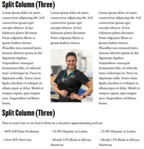 Display for the 3 split column layout