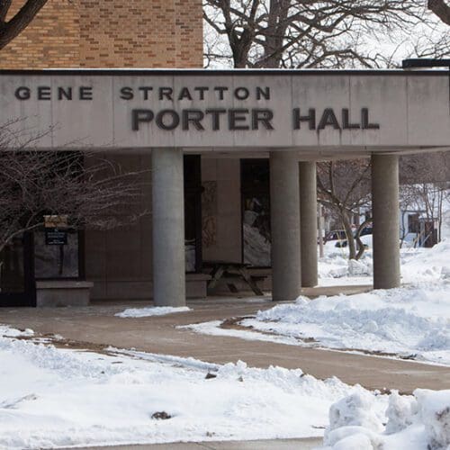 Snow in Front of PNW's Porter Hall