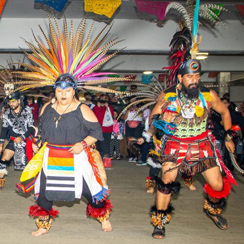 Dancers in Danzantes Aztecas performs at PNW's Hispanic Heritage Month