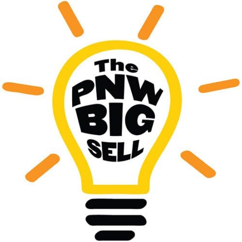 An illustrated lightbulb with text at the center: The PNW Big Sell.