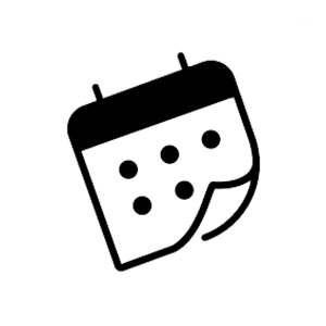 An icon of a calendar. The bottom right corner of the icon is raised slightly.