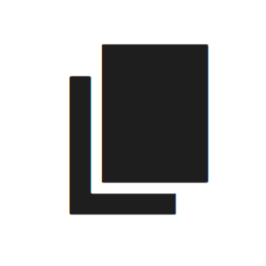 A solid black rectangle overlaps another solid rectangle to look like stacked papers.