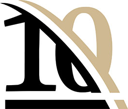 Logo: A stylized "10".