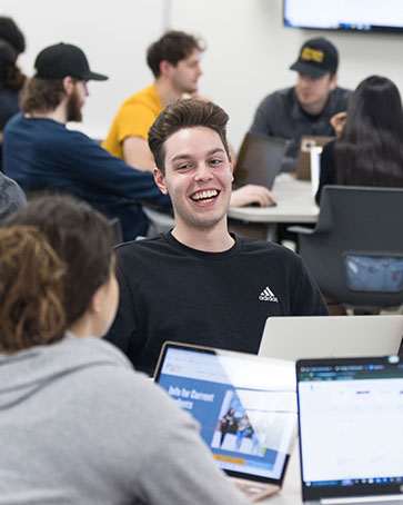 A PNW student in a classroom