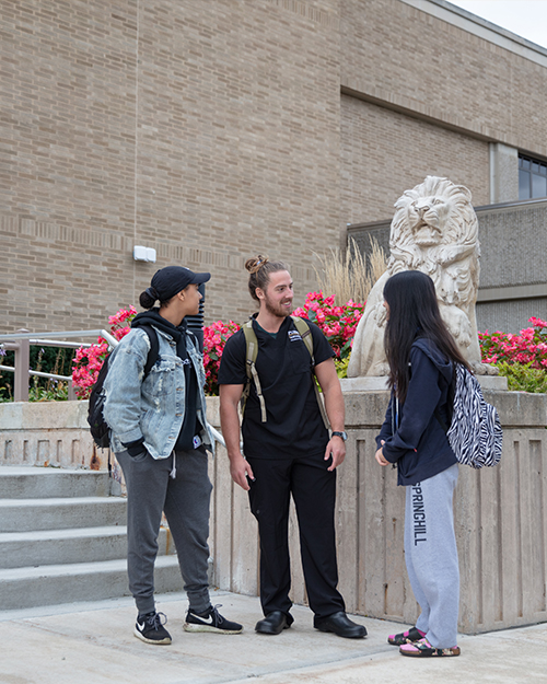 three students outside westville campus