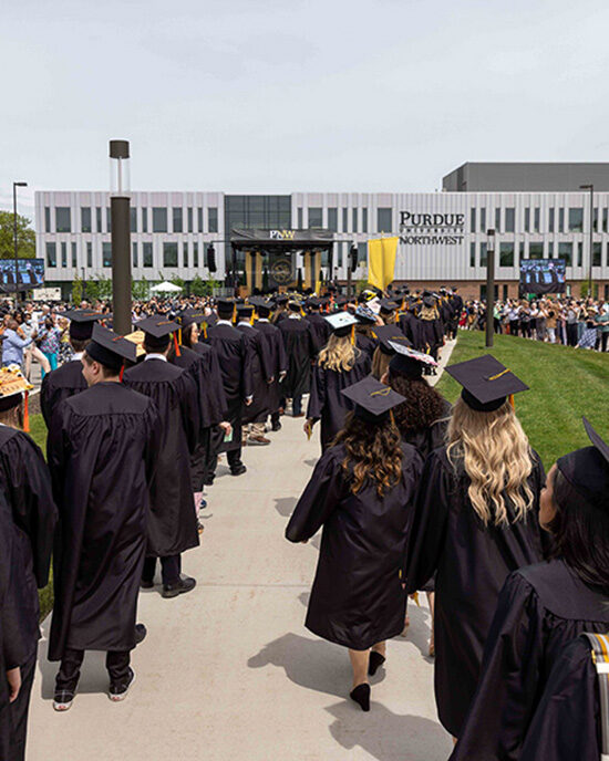 Students marching in for commencement