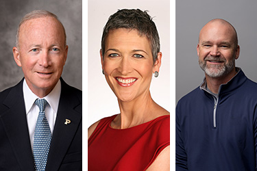 A selection of 2023 Sinai Forum speakers: left to right, Mitch Daniels, Jennifer Griffin and David Ross.