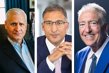 Composite photo: left, John Meachem, center, Neal Katyal, right, Pat Hughes