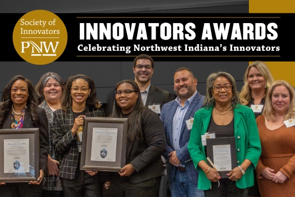 Recipients of the 2025 Innovators Awards hold their awards