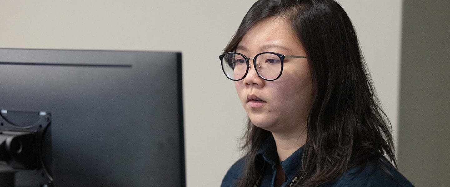 female working at computer