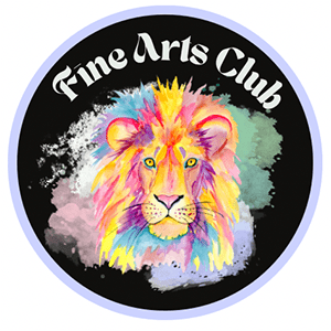 Logo: A watercolor painted lion with the text "Fine Arts Club" 