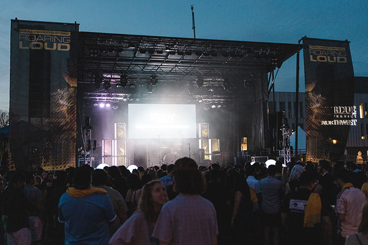 The crowd during the opening act. The stage is in the background