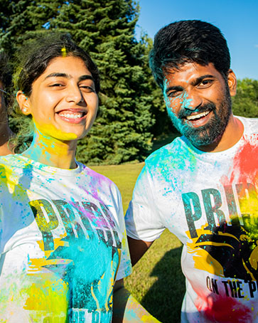 Students pose together during the Pride Stride