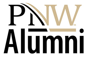 Logo: The PNW Logo with the text "Alumni" written in black, bold text below the "PNW"