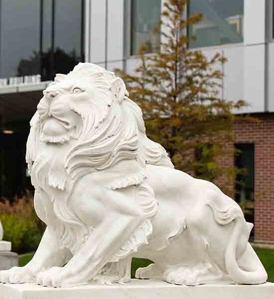 A lion statue on the PNW Hammond Campus