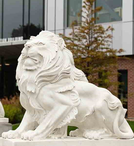 A lion statue on the Hammond Campus