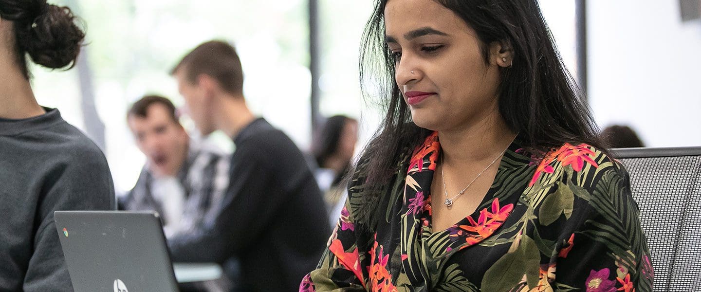 Female looking at a computer