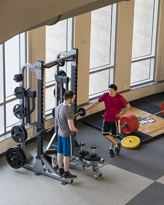 Students get ready to lift weights