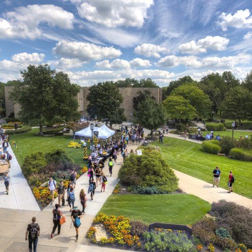 Students walk the paths at Westville campus