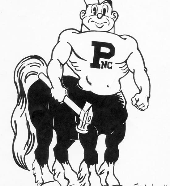 A drawing of Purdue North Central's centaur mascot