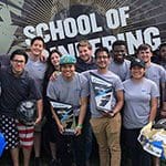 School of Engineering students pose with a contest prize