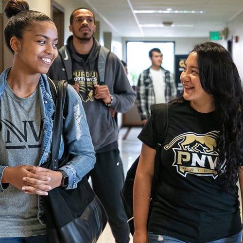 PNW Students walk between classes