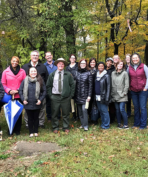 A Leadership Northwest Indiana cohort at PNW's Gabis Arboretum