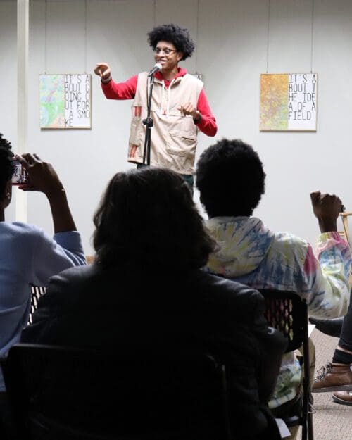 A participant performs for the audience at the 2020 PNW Black History Month Poetry Slam. This year’s poetry slam will be held virtually on Feb. 23, one of many events planned by Purdue Northwest to commemorate Black History Month.